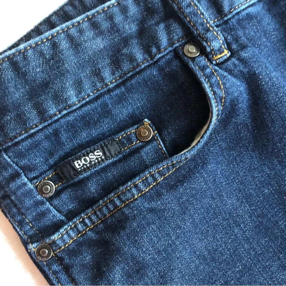 BOSS Hugo Blue Jeans Boss Men’s Size 36 Denim Pants Classic-Fit Straight-Leg